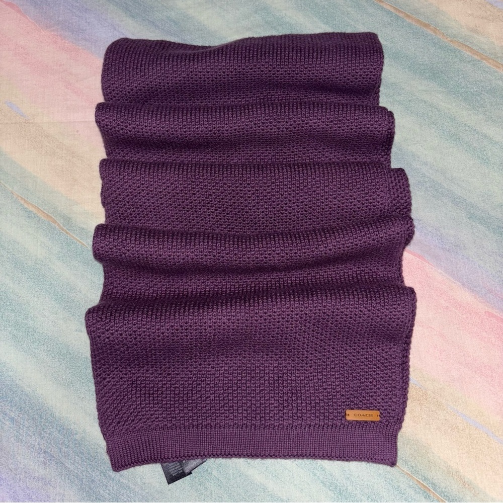 Coach purple knit scarf Tuckstitch Purple Scarf